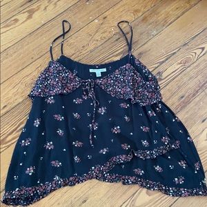 Black tank with floral detail